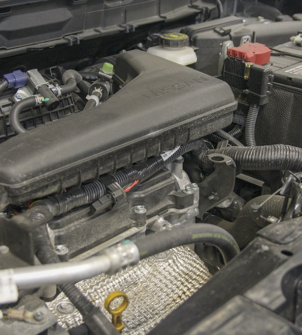 Engine bay during diagnostic check